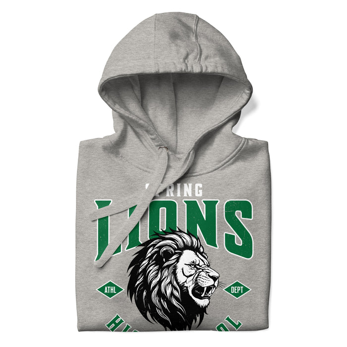 Neatly folded Spring High School Lions Grey Premium Unisex Hoodie 213