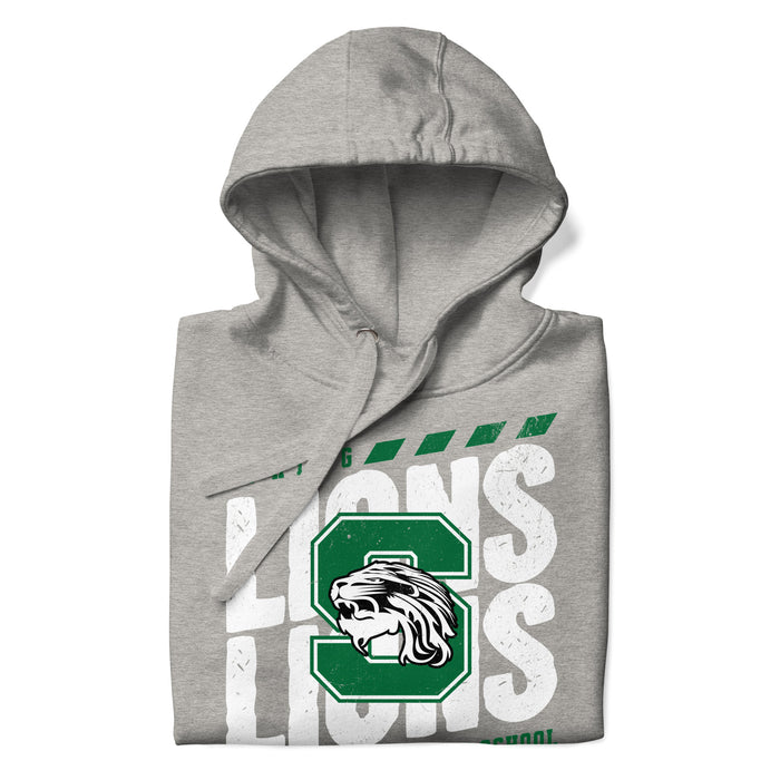 Neatly folded Spring High School Lions Grey Premium Unisex Hoodie 223