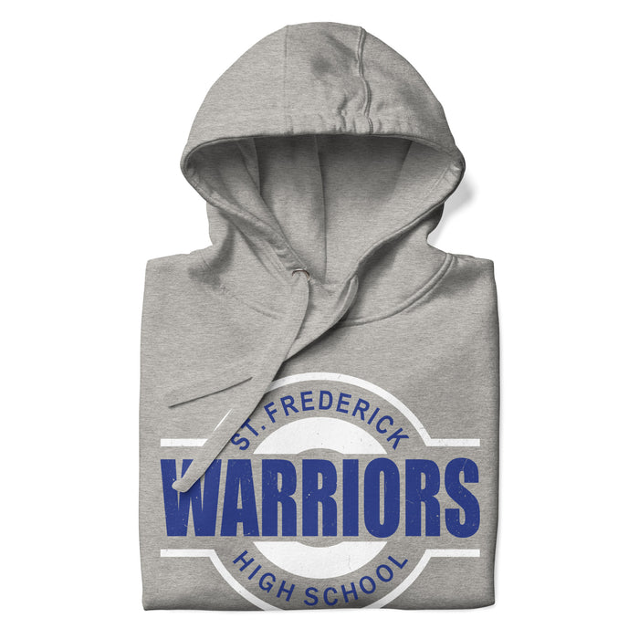 Neatly folded view of St. Frederick High School Warriors Grey Premium Unisex Hoodie 011