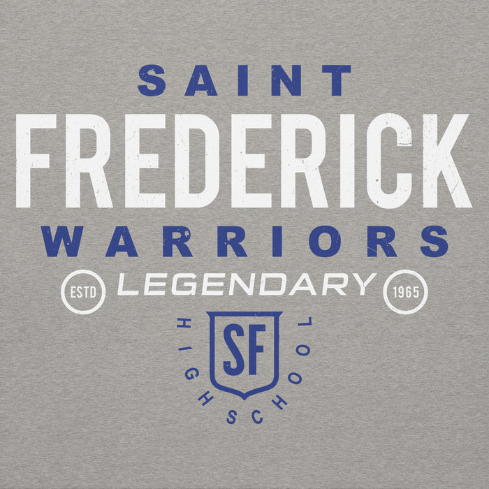 Close-up view of St. Frederick High School Warriors Grey Premium Unisex Hoodie 003