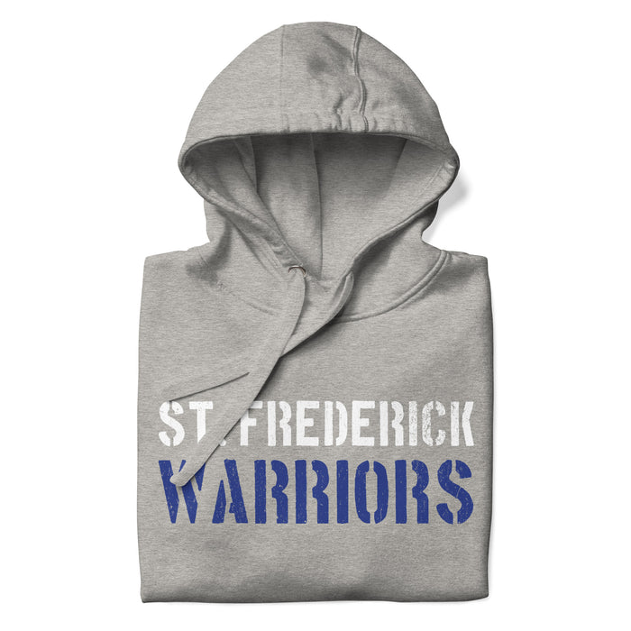 Neatly folded view of St. Frederick High School Warriors Grey Premium Unisex Hoodie 017