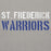 Close-up view of St. Frederick High School Warriors Grey Premium Unisex Hoodie 017