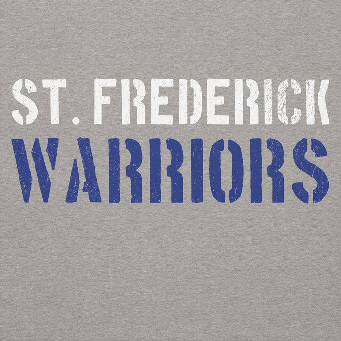 Close-up view of St. Frederick High School Warriors Grey Premium Unisex Hoodie 017