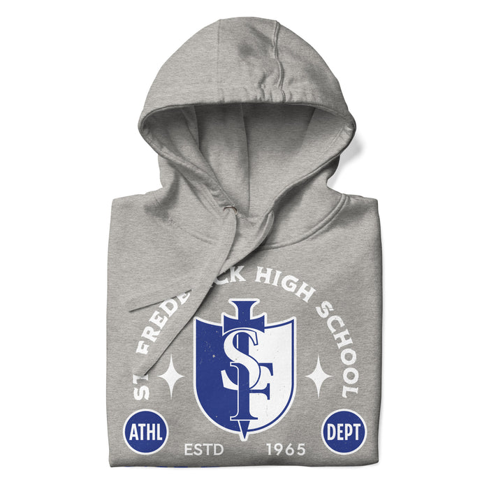 Neatly folded view of St. Frederick High School Warriors Grey Premium Unisex Hoodie 208