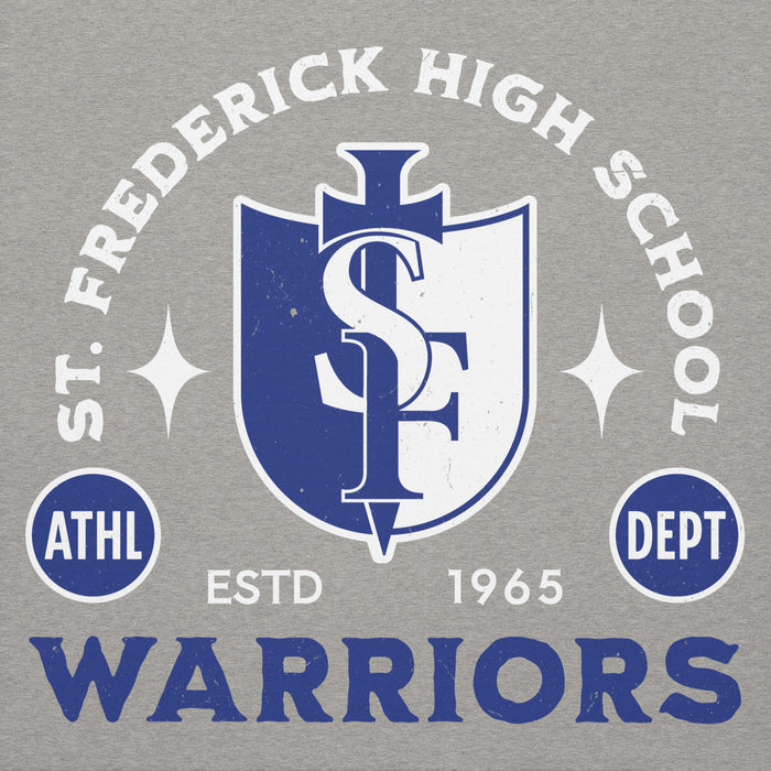 Close-up view of St. Frederick High School Warriors Grey Premium Unisex Hoodie 208