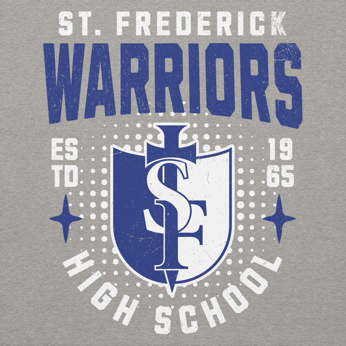 Close-up view of St. Frederick High School Warriors Grey Premium Unisex Hoodie 204