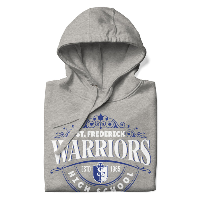 Neatly folded view of St. Frederick High School Warriors Grey Premium Unisex Hoodie 211