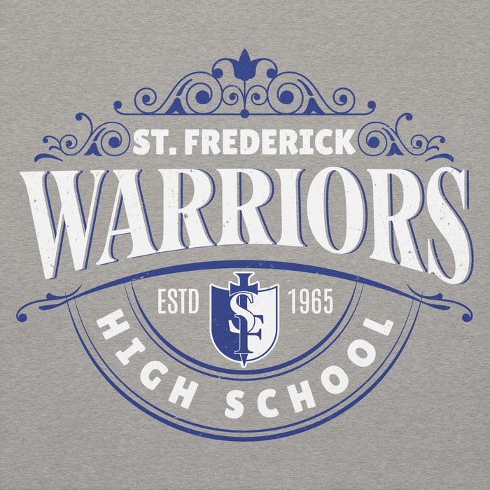 Close-up view of St. Frederick High School Warriors Grey Premium Unisex Hoodie 211