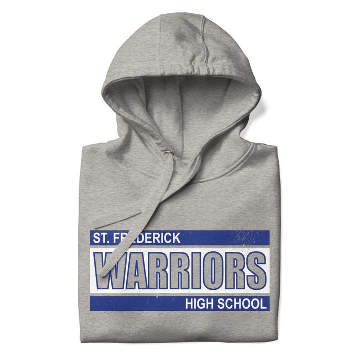 Neatly folded view of St. Frederick High School Warriors Grey Premium Unisex Hoodie 098