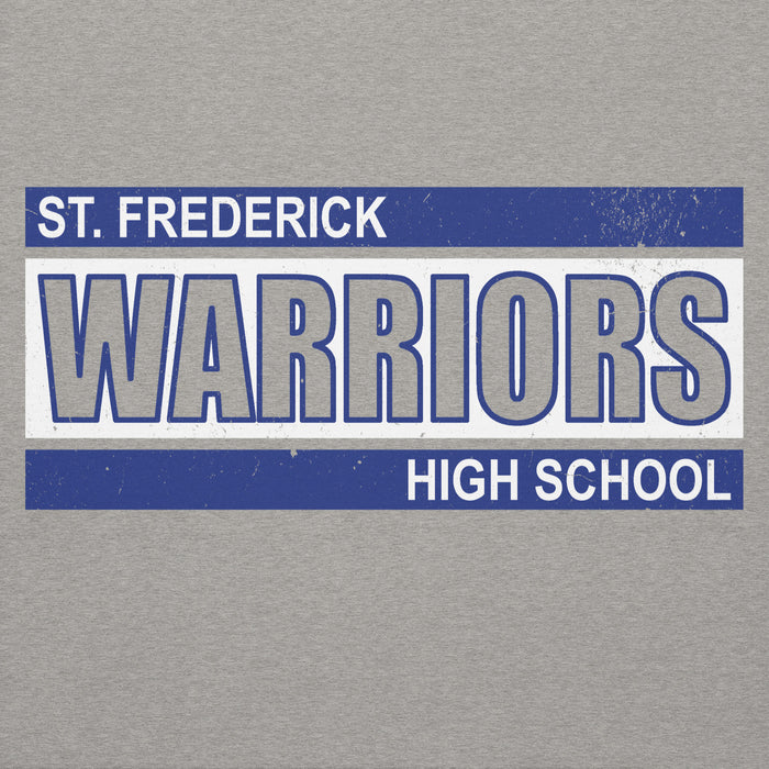 Close-up view of St. Frederick High School Warriors Grey Premium Unisex Hoodie 098