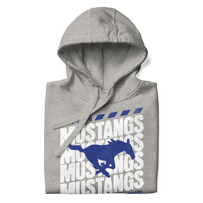 Neatly folded view of Taylor High School Mustangs Grey Premium Unisex Hoodie 223