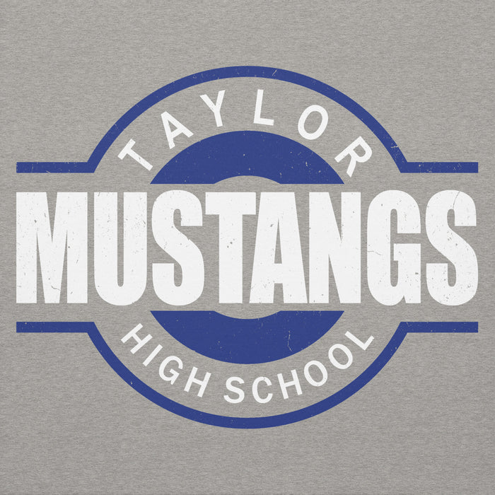 Close-up view of Taylor High School Mustangs Grey Premium Unisex Hoodie 011