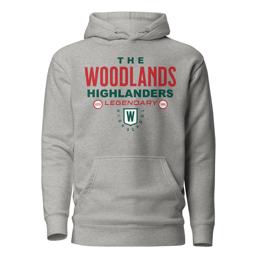 The Woodlands High School Highlanders Carbon Grey Premium Unisex Hoodie 003