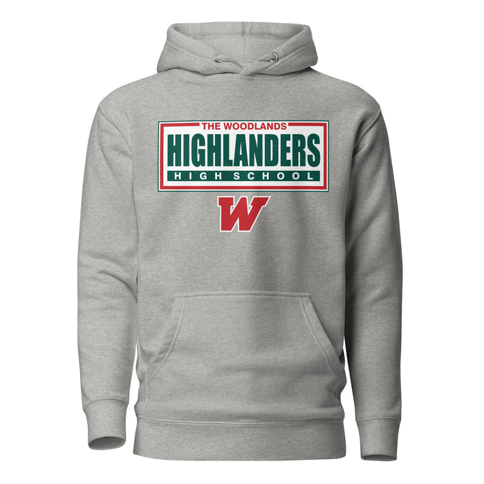 The Woodlands High School Highlanders Carbon Grey Premium Unisex Hoodie 049