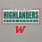 Close-up view of The Woodlands High School Highlanders Carbon Grey Premium Unisex Hoodie 049