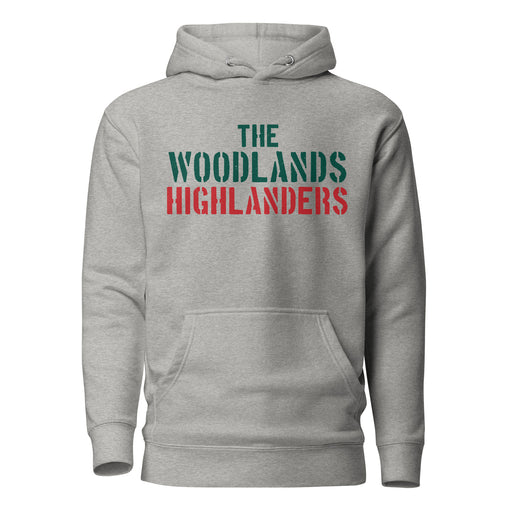 The Woodlands High School Highlanders Carbon Grey Premium Unisex Hoodie 017