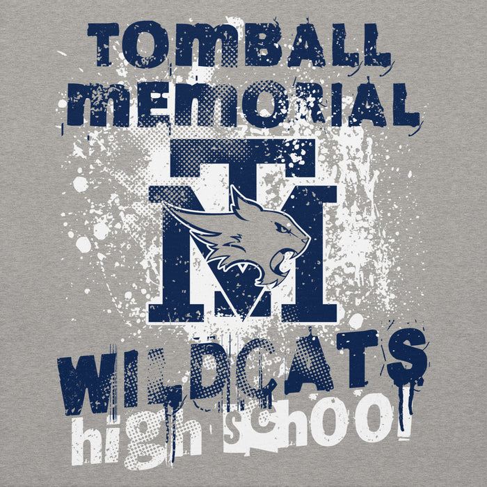 Close-up view of Tomball Memorial High School Wildcats Grey Premium Unisex Hoodie 205