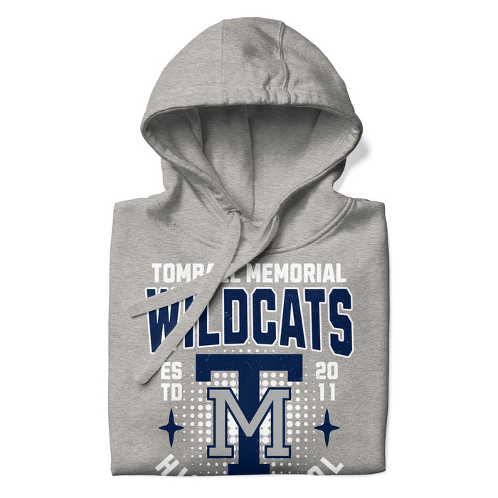 Neatly folded view of Tomball Memorial High School Wildcats Grey Premium Unisex Hoodie 204