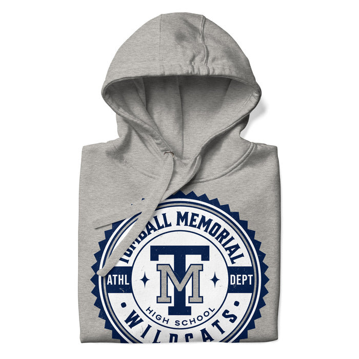 Neatly folded view of Tomball Memorial High School Wildcats Grey Premium Unisex Hoodie 203