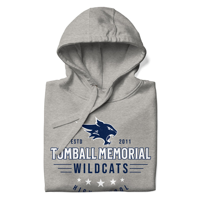 Neatly folded view of Tomball Memorial High School Wildcats Grey Premium Unisex Hoodie 217