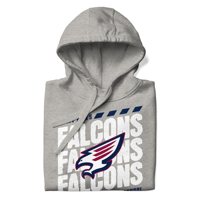 Neatly folded view of Tompkins High School Falcons Grey Premium Unisex Hoodie 223