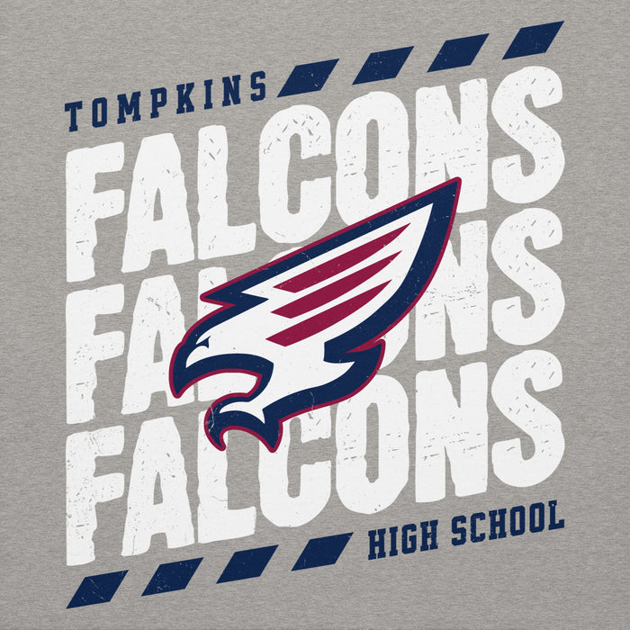 Close-up view of Tompkins High School Falcons Grey Premium Unisex Hoodie 223