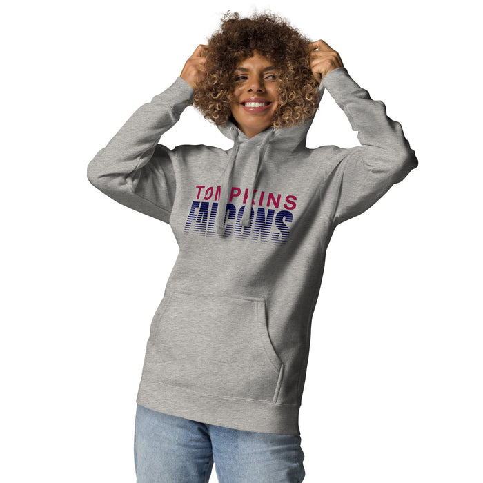 Woman wearing Tompkins High School Falcons Grey Premium Unisex Hoodie 024