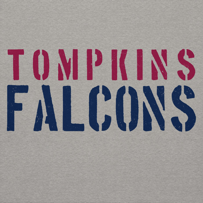 Close-up view of Tompkins High School Falcons Grey Premium Unisex Hoodie 017