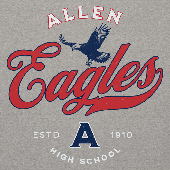 Close-up view of Allen High School Eagles Premium Grey Unisex Hoodie 205