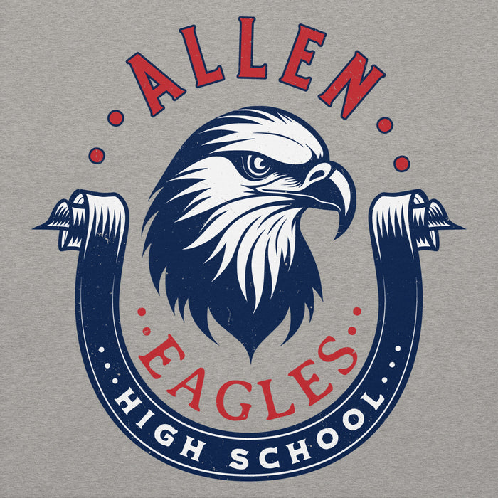 Close-up view of Allen High School Eagles Premium Grey Unisex Hoodie 216