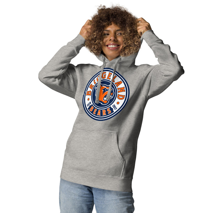 Woman wearing Bridgeland High School Bears Premium Grey Hoodie 220