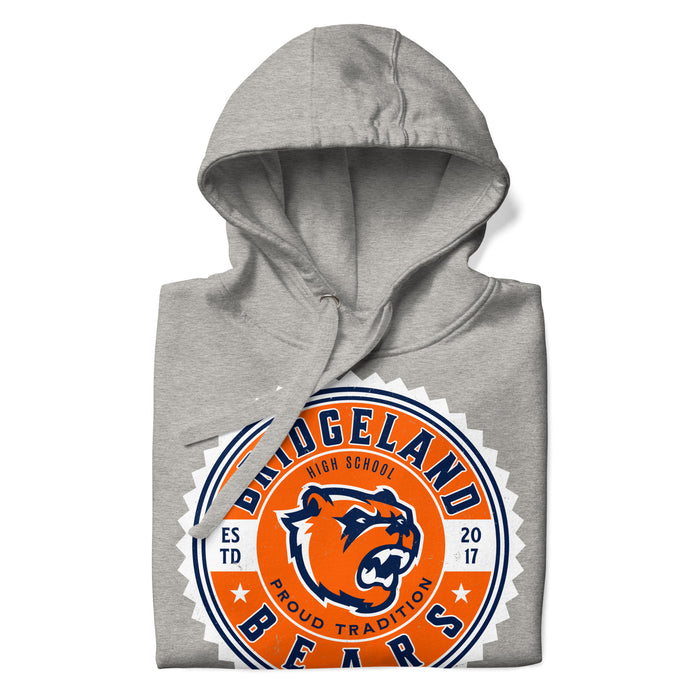 Neatly folded view of Bridgeland High School Bears Premium Grey Hoodie 203