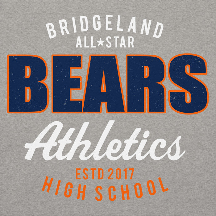 Close-up view of Bridgeland High School Bears Premium Grey Hoodie 034