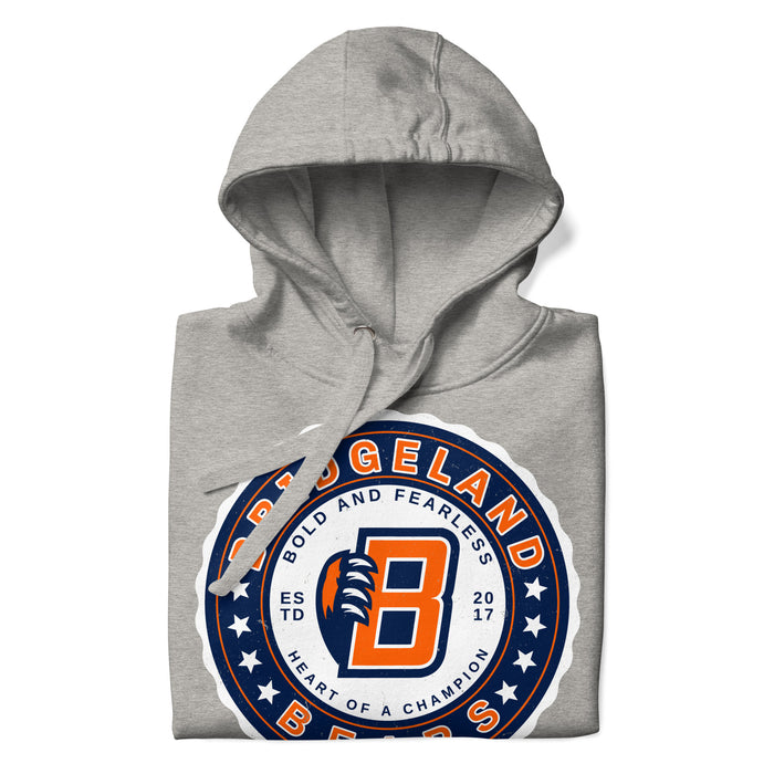 Neatly folded view of Bridgeland High School Bears Premium Grey Hoodie 216