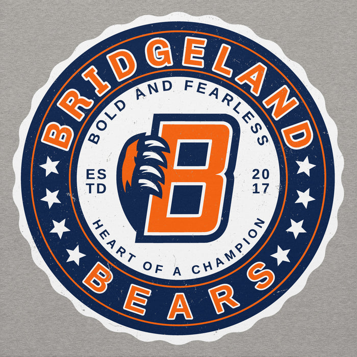 Close-up view of Bridgeland High School Bears Premium Grey Hoodie 216