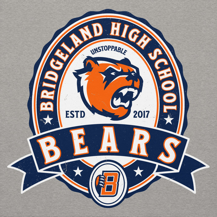 Close-up view of Bridgeland High School Bears Premium Grey Hoodie 212