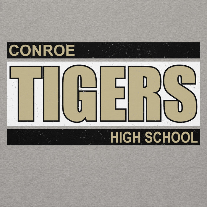 Close-up view of Conroe High School Tigers Carbon Grey Premium Unisex Hoodie 098