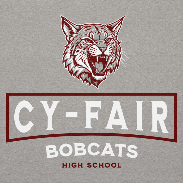 Close-up view of Cy-Fair High School Bobcats Carbon Grey Premium Unisex Hoodie 202
