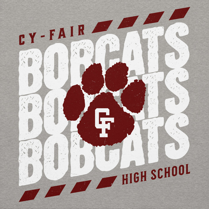 Close-up view of Cy-Fair High School Bobcats Carbon Grey Premium Unisex Hoodie 223