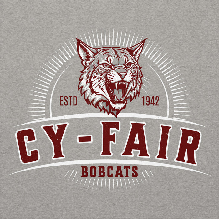 Close-up view of Cy-Fair High School Bobcats Carbon Grey Premium Unisex Hoodie 221