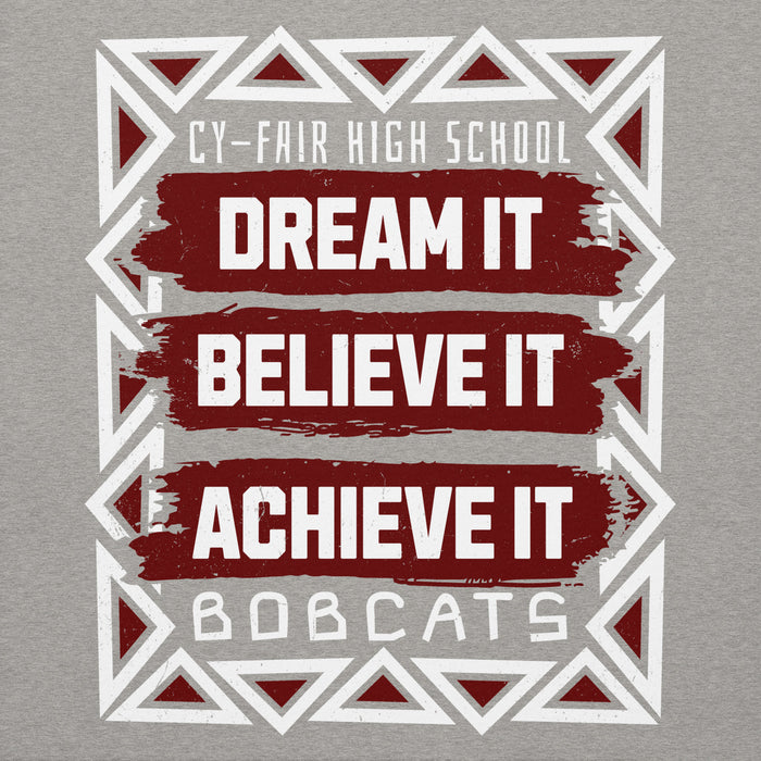 Close-up view of Cy-Fair High School Bobcats Carbon Grey Premium Unisex Hoodie 228