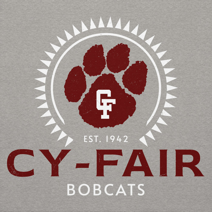 Close-up view of Cy-Fair High School Bobcats Carbon Grey Premium Unisex Hoodie 226