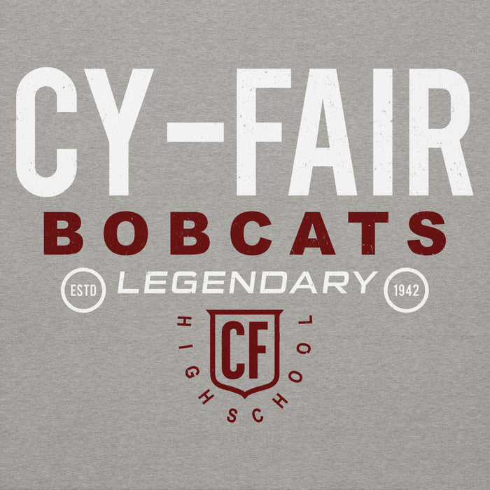 Close-up view of Cy-Fair High School Bobcats Carbon Grey Premium Unisex Hoodie 003