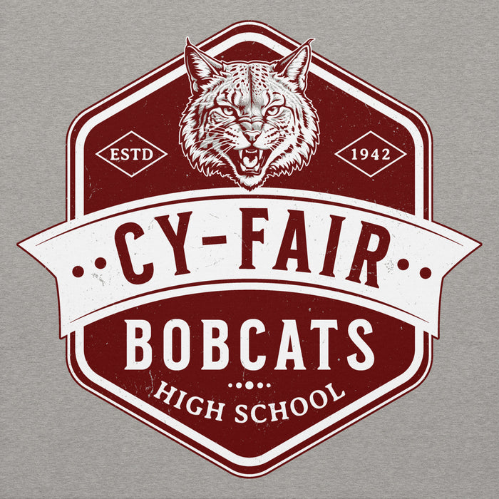 Close-up view of Cy-Fair High School Bobcats Carbon Grey Premium Unisex Hoodie 209