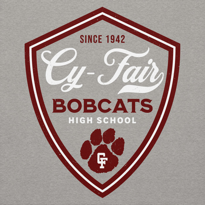 Close-up view of Cy-Fair High School Bobcats Carbon Grey Premium Unisex Hoodie 225