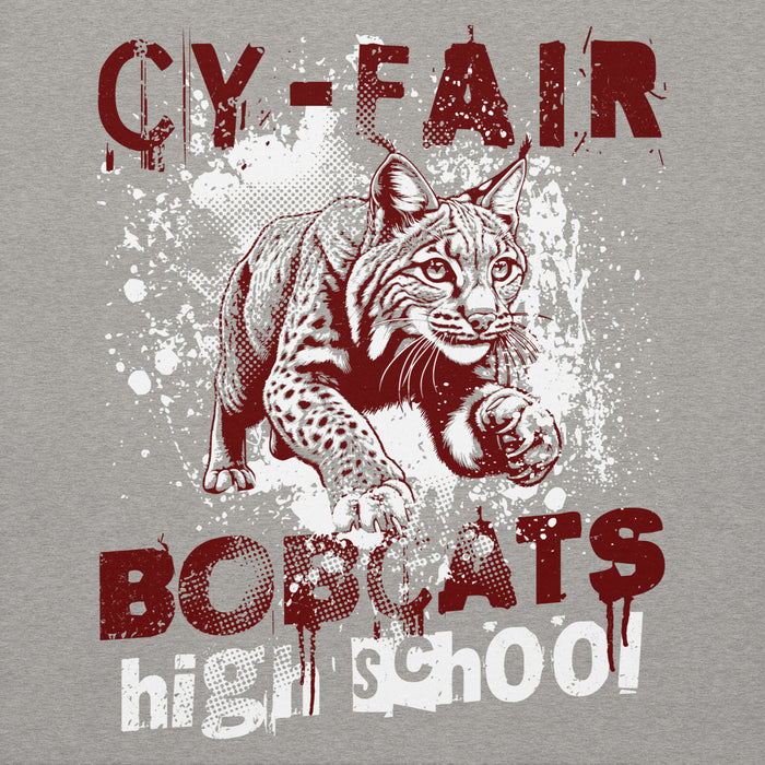 Close-up view of Cy-Fair High School Bobcats Carbon Grey Premium Unisex Hoodie 205