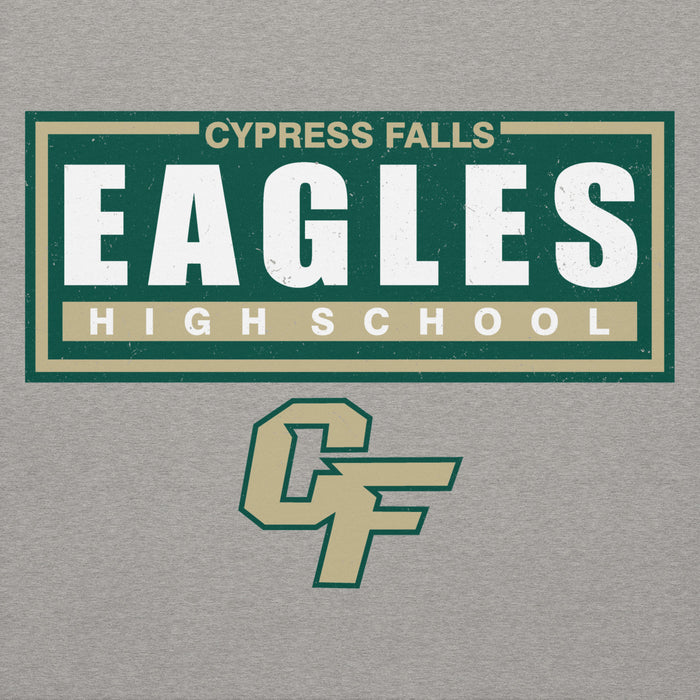 Close-up view of Cypress Falls High School Eagles Heather Grey Premium Unisex Hoodie 049