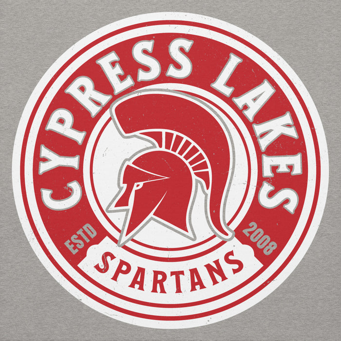 Close-up view of Cypress Lakes High School Spartans Heather Grey Premium Unisex Hoodie 220