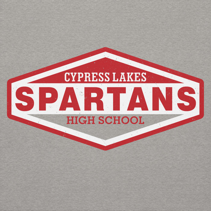 Close-up view of Cypress Lakes High School Spartans Heather Grey Premium Unisex Hoodie 009