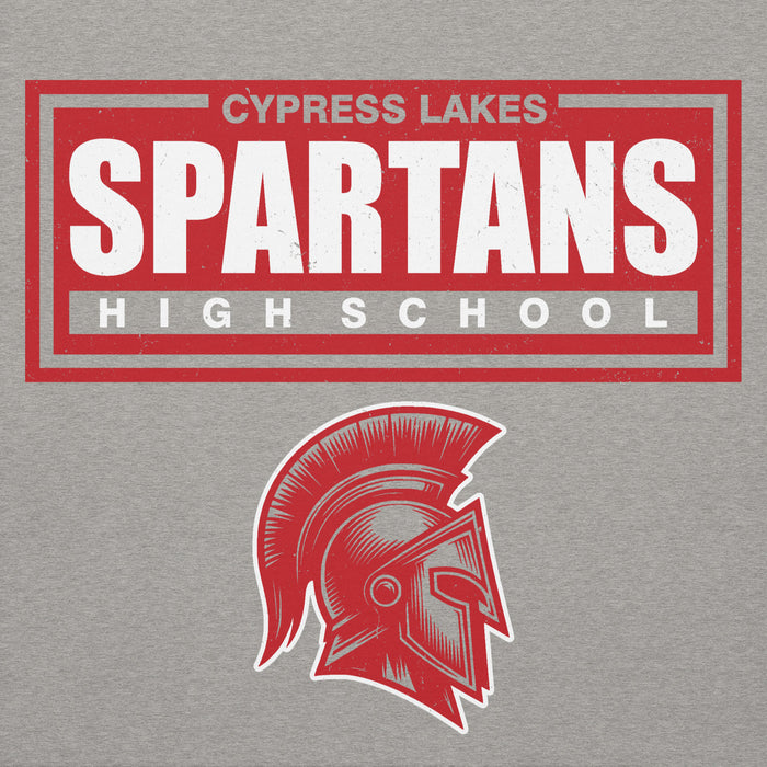 Close-up view of Cypress Lakes High School Spartans Heather Grey Premium Unisex Hoodie 049